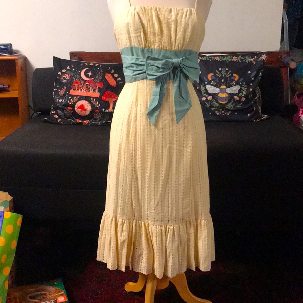 Plenty by Tracy Reese Yellow Lace Dress with Blue Bow
